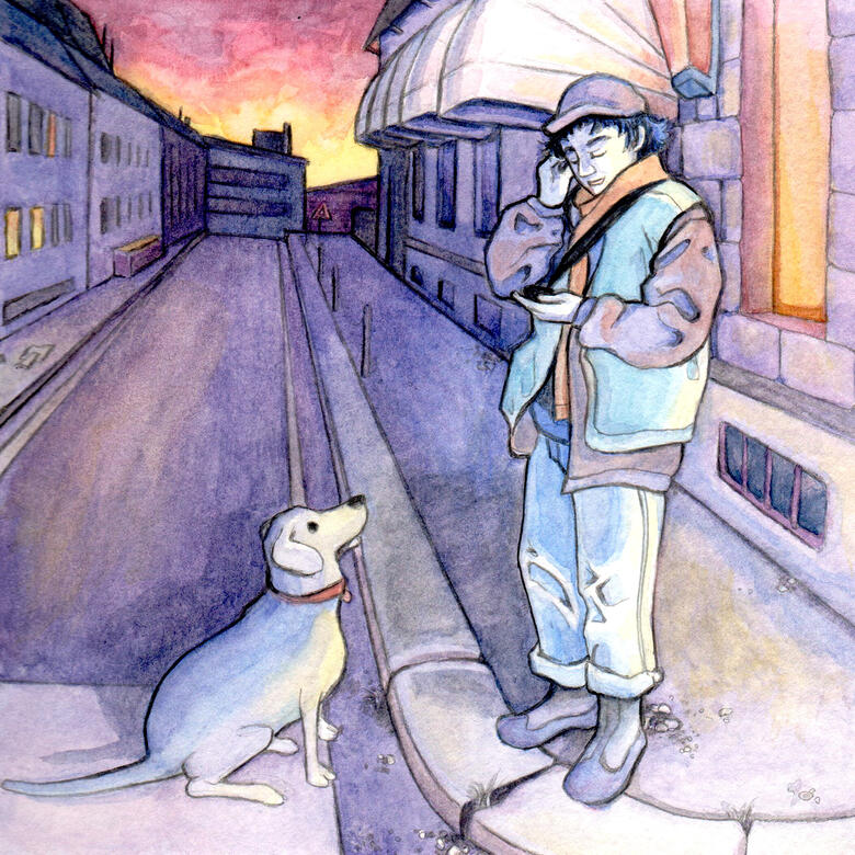Watercolor with doggo Watercolor with doggo