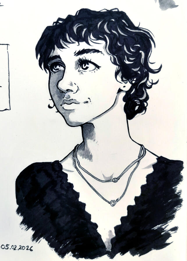 Portrait in ink